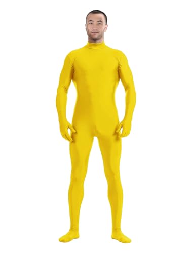 Aniler Zentai Anzug für Herren und Damen, Spandex, ohne Kapuze, Ganzkörper-Kostüm, Stretch-Body (X-Large, Gelb) von Aniler