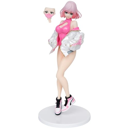 Actionfigur, Ecchi-Figur, Original-Charakter, Sneakers, Anime-Fan-Statue, Puppe, Geschenk, bevorzugtes Modell, Sammlerspielzeug, Geschenk, Höhe 22,5 cm (einschließlich Sockel)(Pink) von AnimaFg