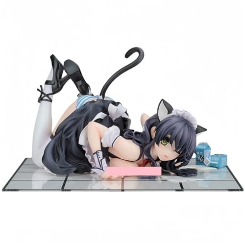 Nsfw Figur Ecchi Figur Anime Figur 1/7 CAT-Lap-Milk Süße Puppe Dekoration Modell Cartoon Spielzeug Figur Anime Girl Serie 12 cm/4,7 Zoll(Black) von AnimaFg