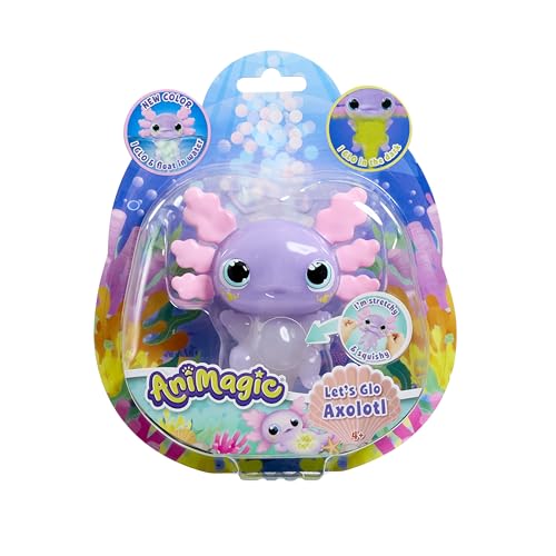 Animagic Let’s Glo Axolotl – Lila Pastell, Elektronisches Haustier Kinder ab 4 Jahren, Sensorisches Spiel & Taktile Erfahrung, Leuchte im Dunkeln, Kuscheltier DASS Schwimmt & Leuchtet im Wasser von Animagic