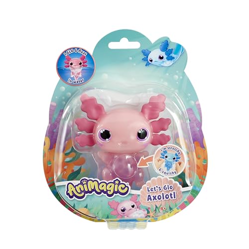 Animagic Let’s Glo Axolotl – Rosa, Elektronisches & Leuchtendes Haustier Kinder ab 4 Jahren, Sensorisches Spiel & Taktile Erfahrung, Dehnbarer Körper, Kuscheltier DASS Schwimmt & Leuchtet im Wasser von Animagic