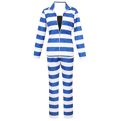 Animationart Detentionhouse Nanbaka Uno Nr. 11 Gefängniskleidung, Cosplay-Kostüm, komplettes Set, Outfit, Halloween, Größe XL, Blau von Animationart