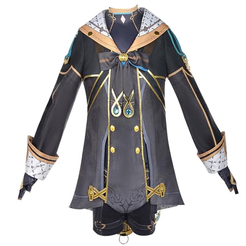 Animationart Freminet Cosplay Kostüm Full Set Outfits Genshin Impact Fontaine Party Outfits Halloween (Schwarz, Small) von Animationart