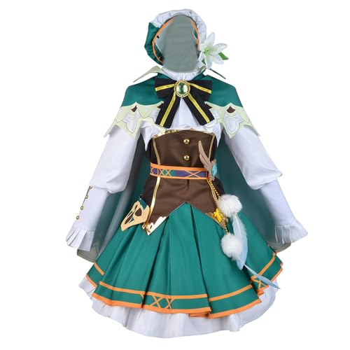 Animationart Genshin Impact Venti Maid Ver. Kleid, Cosplay, Spielkostüm für Mädchen und Damen, Weihnachtsuniform (Grün, XXXL) von Animationart