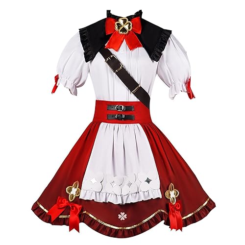 Animationart Klee Cosplay Genshin Impact Kostüm Neue Haut Blühendes Sternenlicht Outfits Kleid Damen Comic (XXXL, Rot) von Animationart