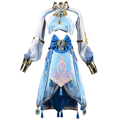 Animationart Nilou Cosplay-Kostüm für Genshin Impact Spieluniform, Outfit, Kleidung, Halloween-Party, komplettes Set, groß, Blau von Animationart