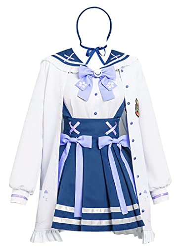 Animationart YouTuber VTuber Hololive Minato Aqua Cosplay Kostüm Lolita Mädchen Schuluniformen Anzug (Blau, XX-Large) von Animationart