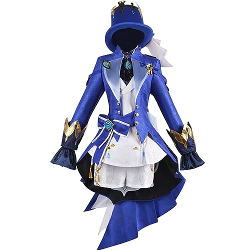 Anime Game Genshin Impact Focalors Cosplay Furina Full Set Outfits Damen Kleid Halloween (Medium, Blau) von Animationart