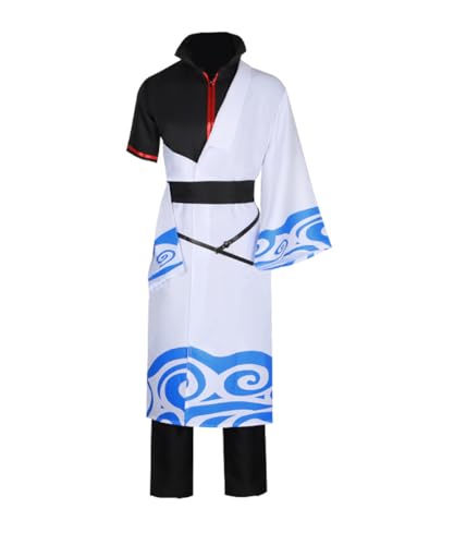 Gintama Sakata Gintoki Anime Cosplay Kostüm Kimono für Halloween Karneval Party Kleidung (Weiß, Maßanfertigung) von Animationart