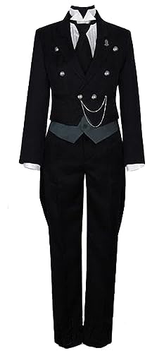 Japanisches Anime Kuroshitsuji Sebastian Michaelis Cosplay-Kostüm, Unisex, Uniformen, Halloween-Party, Größe S, Schwarz von Animationart