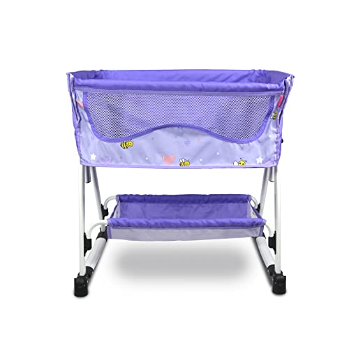 ANIVIA Puppenbett,Kinderplay Puppenbett,Puppen Bett Spielzeug, Puppen Bett zubehör,2 Functions Doll Bed and Doll Swing Together with Fabric Cover for 18 Inch Doll - Purple von ANIVIA