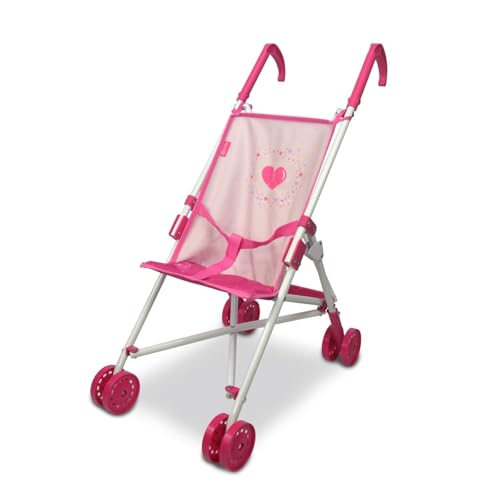 Anivia Puppen Puppenwagen,Faltbarer Kinderwagen Spielzeug Mädchen Geschenk Puppenbuggy ab 2，3,4,Jahre 58 x 39 x 27 cm geeignete Puppen bis 18 Zoll - Rosa von ANIVIA