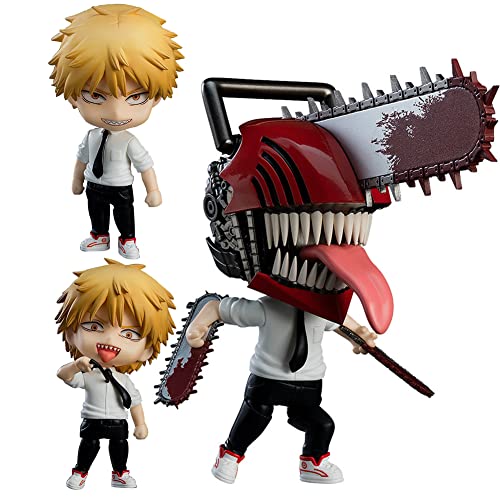 10cm Kettensägenmann Figur Denji Action Figur Q Version Niedlicher Anime Charakter Auswechselbares Gesicht Bewegliches Modell Statue Sammelfigur Geschenk von Anjinguang