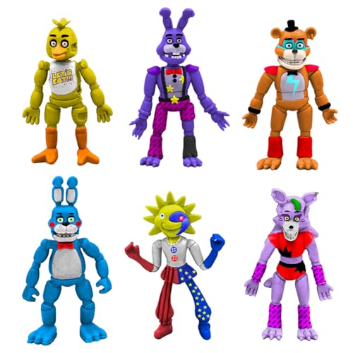 Anime Fnaf Figur Sicherheitsverletzung Statue Spiel Fnaf Cake Topper Actionfiguren-Set 6 Stück FNAF Figuren Desktop Geburtstag Party Dekoration Sammlerstück Geschenk 10 cm von Anjinguang