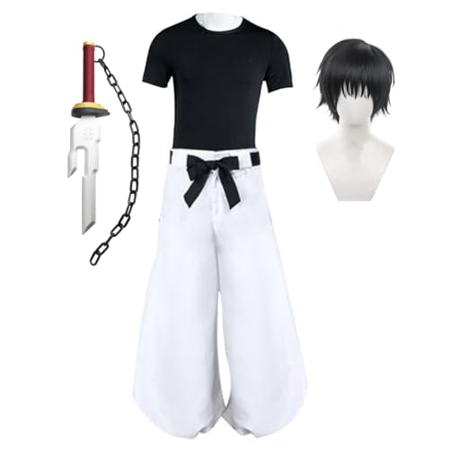 Anime Fushiguro Toji Cosplay Outfit Fushiguro Toji Kostüm Weiße Hose Hemd Waffe Requisiten Komplettset Rollenspiel Schuluniform Männer Frauen Halloween Karneval Party Verkleidung von Anjinguang