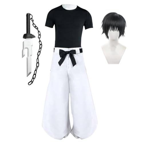 Anime Fushiguro Toji Cosplay Outfit Fushiguro Toji Kostüm Weiße Hose Hemd Waffe Requisiten Komplettset Rollenspiel Schuluniform Männer Frauen Halloween Karneval Party Verkleidung von Anjinguang