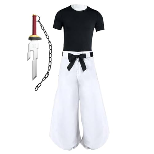 Anime Fushiguro Toji Cosplay Outfit Fushiguro Toji Kostüm Weiße Hose Hemd Waffe Requisiten Komplettset Rollenspiel Schuluniform Männer Frauen Halloween Karneval Party Verkleidung von Anjinguang