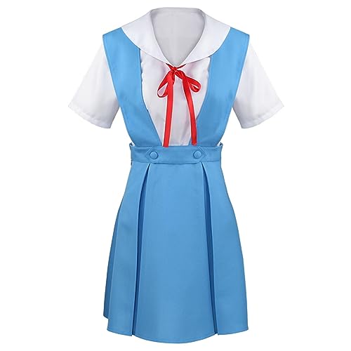 Anime Rei Ayanami Cosplay Kostüm für Frauen Rei Ayanami Schuluniform Mädchen Cosplay Rock Kleid Outfits Halloween Party Dress Up Anzug von Anjinguang