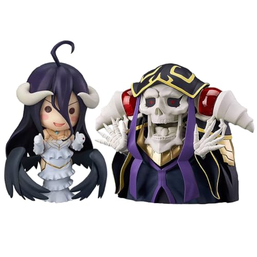 Anjinguang 10 cm Albedo-Figur und 11 cm Ainz Ooal Gown Figuren-Set, 2 Stück Anime-Charaktere, Kombi-Paket, PVC-Modell-Statue, bewegliche Figuren, Sammlerstück, Heimdekoration Ornamente von Anjinguang