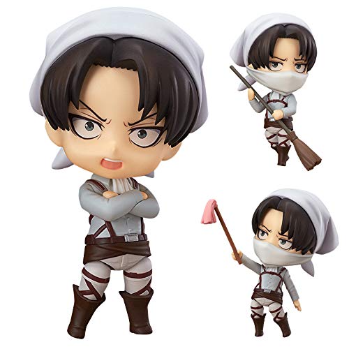 Anjinguang 10 cm Levi Figur PVC Anime Modell Statue austauschbares Gesicht und Zubehör Action Figur Desktop Ornamente handgefertigt Sammlerstück von Anjinguang