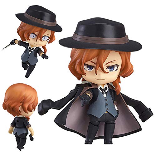 Anjinguang Bungo Stray Dogs Figuren-10 cm Nakahara Chuuya Figur PVC Q Version Anime Statuen austauschbare Kopffigur Modell Ornamente Sammlerstücke Geschenke von Anjinguang