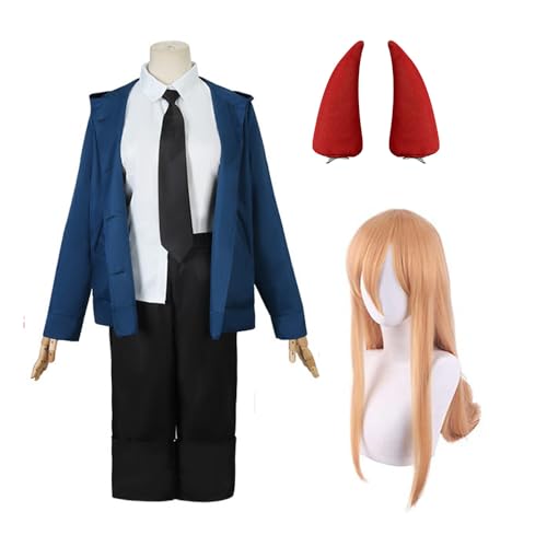 Anjinguang Chainsaw Man Power Cosplay Kostüm Hemd Jacke Hose Power Cosplay Outfits Fancy Dress Party Halloween Kostüm für Frauen Uniform Full Suit von Anjinguang