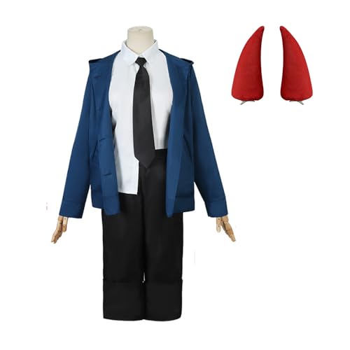 Anjinguang Chainsaw Man Power Cosplay Kostüm Hemd Jacke Hose Power Cosplay Outfits Fancy Dress Party Halloween Kostüm für Frauen Uniform Full Suit von Anjinguang