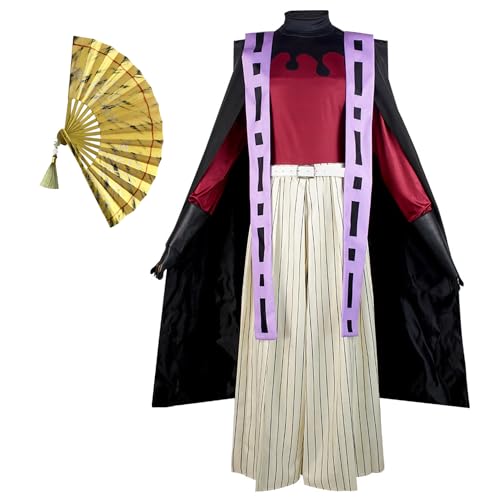 Anjinguang Douma Cosplay Kostüm Outfit Douma Uniform Kimono für Männer Frauen Halloween Weihnachten Karneval Party Anime Cosplay Rollenspiel Mantel Top Hose Gürtel Hut Kopfbedeckung Full Suit von Anjinguang