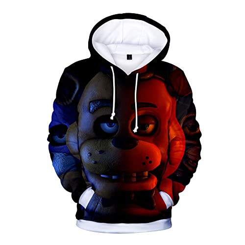 Anjinguang FNAF Hoodie für Kinder Erwachsene 3D gedruckt Five Nights Hoodies Nightmare Foxy Chica Kostüm Pullover Sweatshirt Jacke für Jungen Mädchen 100-160cm von Anjinguang