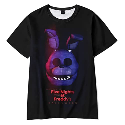 Anjinguang FNAF T-Shirt Fazbear's Pizza Kids 3D gedruckt Kurzarm Sicherheitslücke Lässige Mode Sommer Rundhalsausschnitt Top von Anjinguang