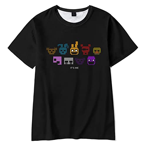 Anjinguang FNAF T-Shirt Fazbear's Pizza Kids 3D gedruckt Kurzarm Sicherheitslücke Lässige Mode Sommer Rundhalsausschnitt Top von Anjinguang