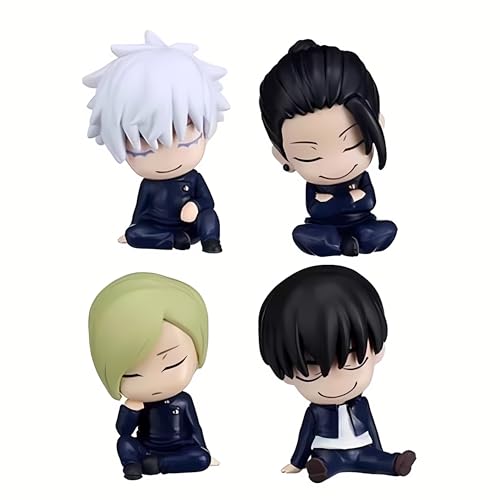 Anjinguang Geto Suguru Gojo Satoru Figur 4er Set Mini Anime Figur Schlafendes Modell PVC 6cm Cartoon Statue Niedliche Desktop Dekoration Sammlung Geschenk für Fans von Anjinguang