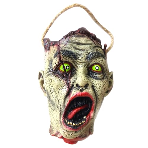 Anjinguang Halloween-Dekoration, Halloween-Zombie-Kopf, Süßigkeitentüte, Tür-Hängeornamente, Geschenktasche, gruseliger abgetrennter Zombie-Süßigkeiten-Eimer, Partyzubehör von Anjinguang