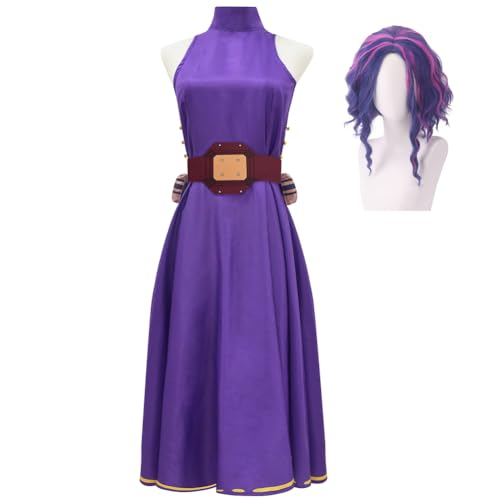 Anjinguang MHA Lady Nagant Cosplay Kostüm Lady Nagant Kleid Outfit Anime Rave Nachtkleidung Halloween Cosplay Lila Kleid Erwachsene Frauen von Anjinguang