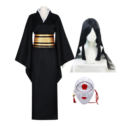 Anjinguang Nakime Cosplay Kostüm Anime Charakter Nakime Cosplay Perücke Kimono Uniform Kleid Maske Outfit Role Play Frauen Anzug für Halloween Party Dress Up von Anjinguang