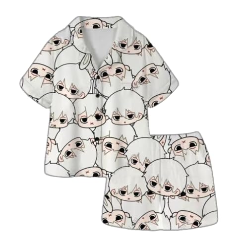 BLUE LOCK Cosplay Pyjamas,Chigiri Hyoma/Isagi Yoichi/Seishiro Nagi Anime Pyjamas,Shorts Shirt Soft Sleepwear Set,Comfortable Sleeping Pants Short Sleeve Cardigan 2 Piece Pyjs Summer Homewear von Anjinguang