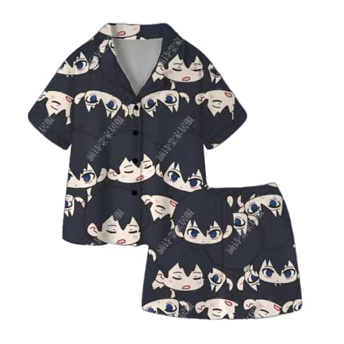 BLUE LOCK Cosplay Pyjamas,Chigiri Hyoma/Isagi Yoichi/Seishiro Nagi Anime Pyjamas,Shorts Shirt Soft Sleepwear Set,Comfortable Sleeping Pants Short Sleeve Cardigan 2 Piece Pyjs Summer Homewear von Anjinguang