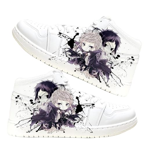 Bungo Stray Dogs Cosplay Schuhe Nakajima Atsushi Anime PU Leder Casual Sportschuhe Erwachsene Jugendliche Atmungsaktive Weiße Sneakers von Anjinguang