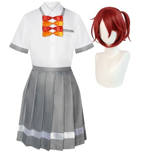 Damen Cosplay Kostüm Anime Yanami Anna/Komari Chika Cosplay Mädchen Schuluniform Hemd Rock Schleife Anime Cosplay Outfits für Cosplay Halloween Maskerade Party von Anjinguang