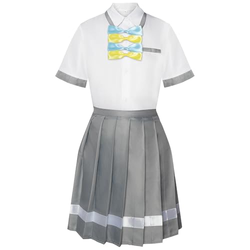 Damen Cosplay Kostüm Anime Yanami Anna/Komari Chika Cosplay Mädchen Schuluniform Hemd Rock Schleife Anime Cosplay Outfits für Cosplay Halloween Maskerade Party von Anjinguang