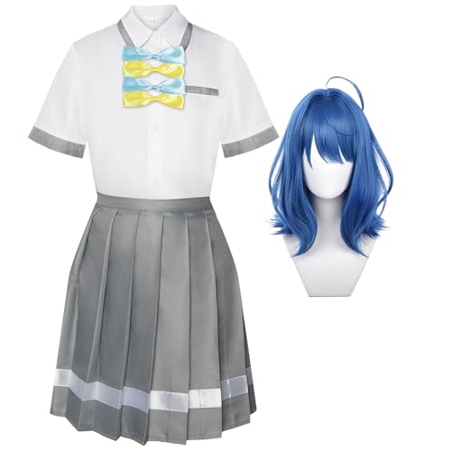 Damen Cosplay Kostüm Anime Yanami Anna/Komari Chika Cosplay Mädchen Schuluniform Hemd Rock Schleife Anime Cosplay Outfits für Cosplay Halloween Maskerade Party von Anjinguang