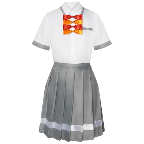 Damen Cosplay Kostüm Anime Yanami Anna/Komari Chika Cosplay Mädchen Schuluniform Hemd Rock Schleife Anime Cosplay Outfits für Cosplay Halloween Maskerade Party von Anjinguang