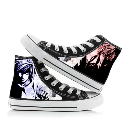 Death Note Schuhe Anime Cosplay Schuhe L Light Yagami Misa Amane Canvas Schuhe Unisex Lace-Up Casual Sneakers Breathable Leisure High-Top Männer Frauen von Anjinguang