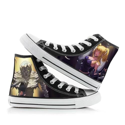 Death Note Schuhe Anime Cosplay Schuhe L Light Yagami Misa Amane Canvas Schuhe Unisex Lace-Up Casual Sneakers Breathable Leisure High-Top Männer Frauen von Anjinguang