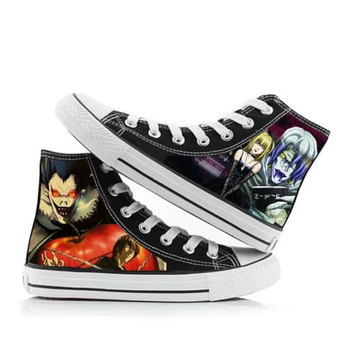 Death Note Schuhe Anime Cosplay Schuhe L Light Yagami Misa Amane Canvas Schuhe Unisex Lace-Up Casual Sneakers Breathable Leisure High-Top Männer Frauen von Anjinguang