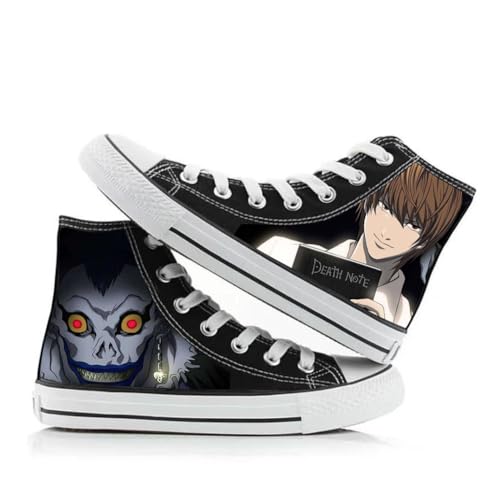 Death Note Schuhe Anime Cosplay Schuhe L Light Yagami Misa Amane Canvas Schuhe Unisex Lace-Up Casual Sneakers Breathable Leisure High-Top Männer Frauen von Anjinguang