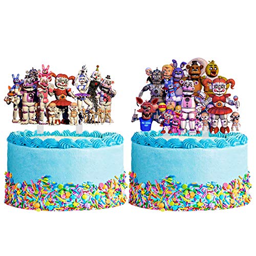 FNAF Happy Birthday Cake Topper, 2 Stück Five Nights Cake Topper, Kinder Geburtstag Baby Shower Party Dekorationen Supplies von Anjinguang