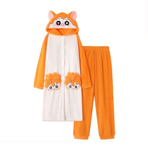 Haikyuu Cosplay Pyjama Anime Hinata Shoyo Tobio Kageyama Kozume Kenma Pyjama Kostüm Sleepsuit Hoodie Nachtwäsche für Halloween Kostüm Outfit, Weihnachten Cosplay Party Nachtwäsche Loungwear von Anjinguang