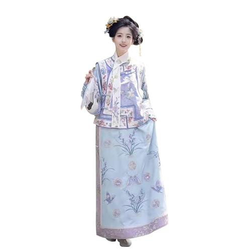 Hanfu-Kleid für Damen, chinesische Kleidung, Qing-Dynastie, traditionelles Cheongsam-Kleid, orientalisches Prinzessinnenrock, traditionelles Kostüm, Hanfu-Kleid, Outfit für Cosplay-Auftritte von Anjinguang