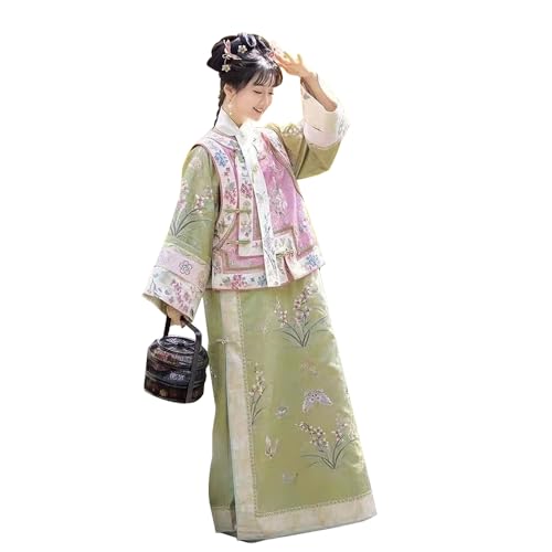 Hanfu-Kleid für Damen, chinesische Kleidung, Qing-Dynastie, traditionelles Cheongsam-Kleid, orientalisches Prinzessinnenrock, traditionelles Kostüm, Hanfu-Kleid, Outfit für Cosplay-Auftritte von Anjinguang